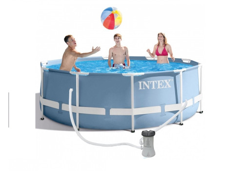 26706 Каркасный бассейн круглый intex 305х99см+фильтр насос 2006 л/ч, лестница