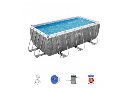 56722 Bestway Прямоугольный каркасный бассейн 412х201х122см+фильтр-насос, лестница