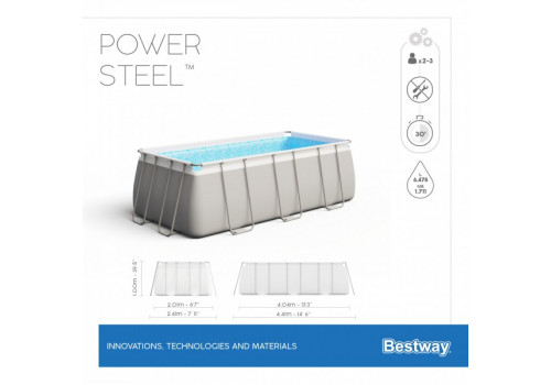 56441 Каркасный бассейн прямоугольный BestWay, 404х201х100см, фильтр-насос картр 2006 л/ч